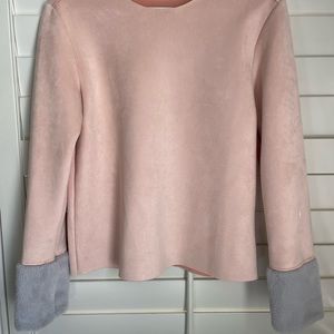 ZARA Women’s Long Sleeved Top with Faux Fur Detail.
